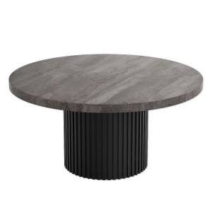 Stolik kawowy, noga czarna, blat beton ciemny