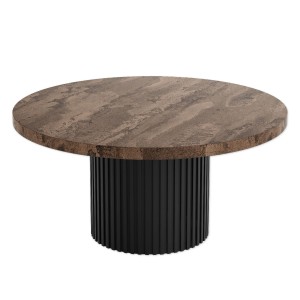 Stolik kawowy, noga czarna, blat beton rdzawy